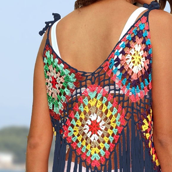 Free Spirit Fringe Cover-Up - Navy - Picture 5 of 5